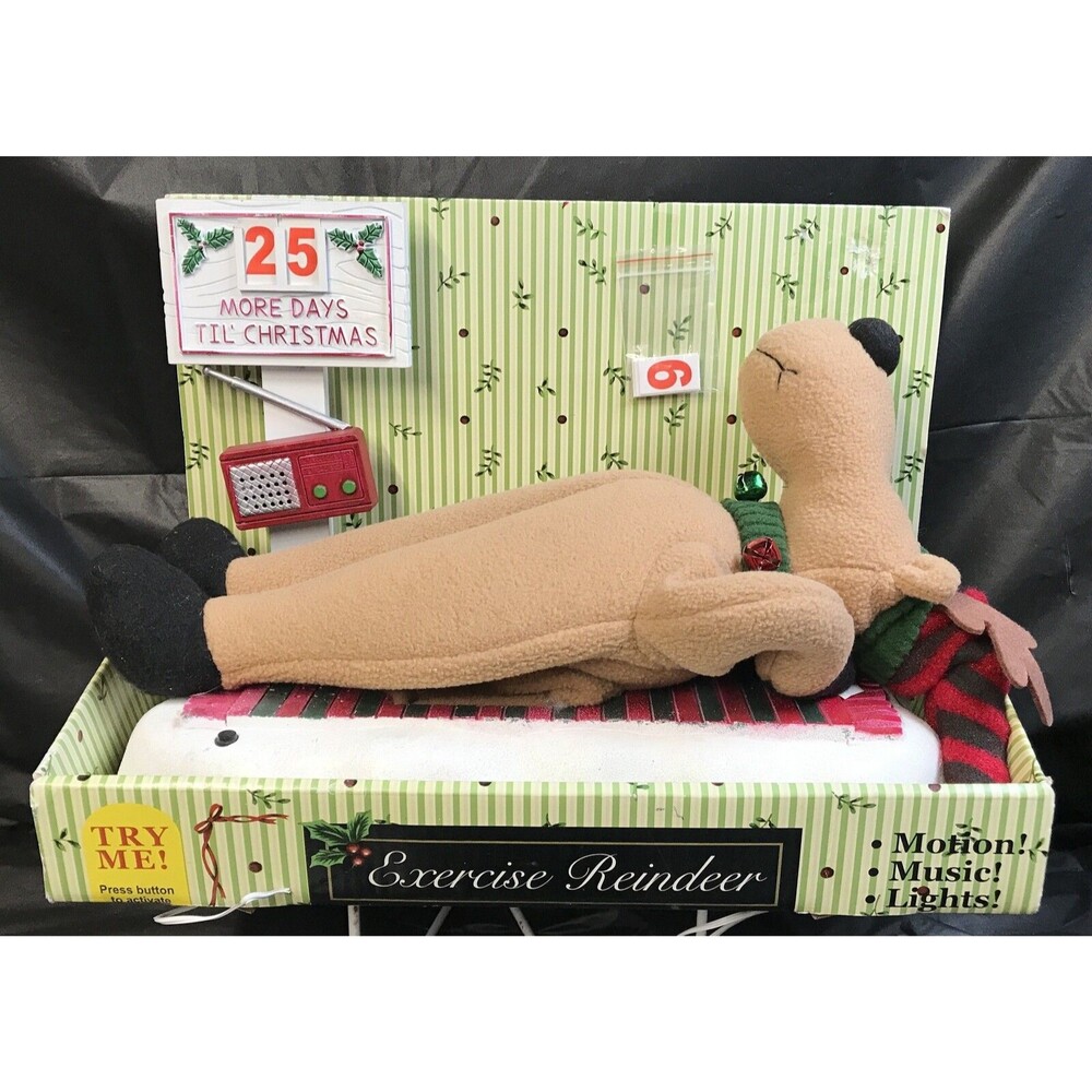 25 More Days Til Christmas' Plush Exercise Reindeer Motion, Music, Lights
